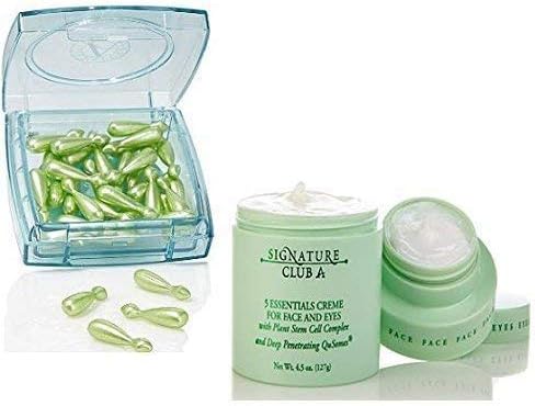 Signature Club a 5 Essentials Creme with Plant Stem Cell & Retinol Capsules with Plant Stem Cell Complex Bundle of 2 Full Size Items!