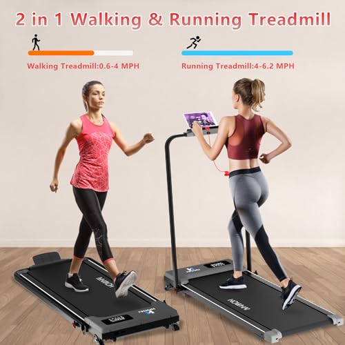 Walking Pad, HOWHAI Treadmill with Incline, Brushless 2 in 1 Foldable Under Desk Portable Treadmills for Home/Office with App, Bluetooth Music, Remote Control & LED Display (300lbs Capacity)