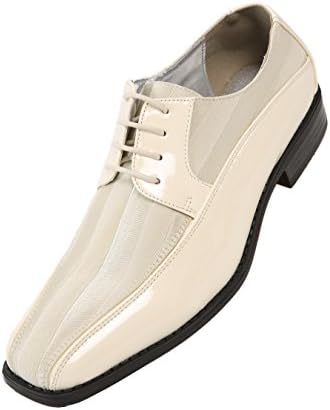 Viotti Men’s Formal Oxford Dress Shoe, Striped Satin and Patent Tuxedo Classic Lace Up, Style 179