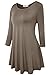 JollieLovin Womens 3/4 Sleeve Loose Fit Swing Tunic Tops Basic T Shirt (Khaki, 1X)