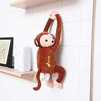 AMILIEe Creative Tissue Box Cover, Lovely Monkey Home Office Car Auto Automobile Tissue Boxes Cover Napkin Paper Towel Holders Cases Car Organization (Coffee, 1)