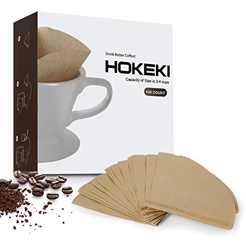 HOKEKI Natural Coffee Filters For Pour Over Coffee Maker, 100 Count