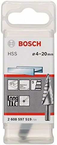 Bosch 2608597519 4 - 20/8/75 mm HSS Step Drill Bit, 4-20mm