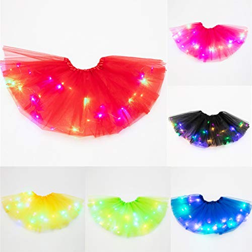 Women's Sequins Mesh Pleated Tulle Tutu Skirt with Light Up LED Dark Purple