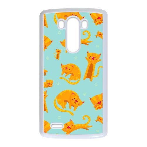 LG G3 Case,Funny Yellow Tabby Cat Pattern Fashion Trend Durable Hard Plastic Scratch-Proof Protective Case,White
