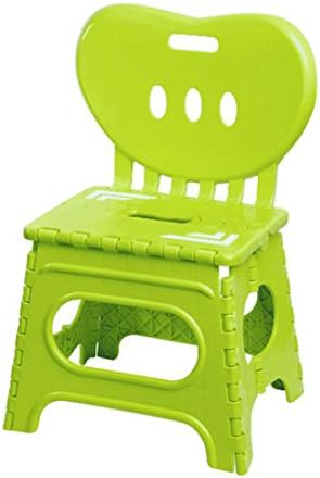 Jzcj Plastic Folding Stool with Backrest 13x10.6x20 Inches (Green)