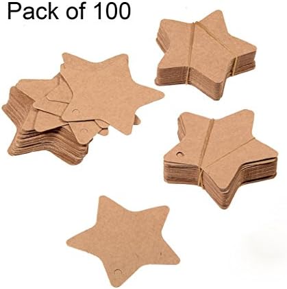 Cdet 100pcs Gift Tag Brown Star Message Card Tag Hang Tag for Crafts Cookies Children Gift