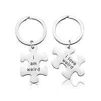 XYBAGS I Am Weird I Love Weird Couples Puzzle Keychain, 2PCS Romantic Key Chain Gifts for Boyfriend Girlfriend Couple