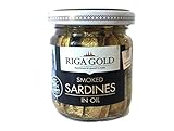 Riga Gold Smoked Sardines in Oil, 100g (Pack of 3) - Smoked Sprats in Oil - Wild Caught