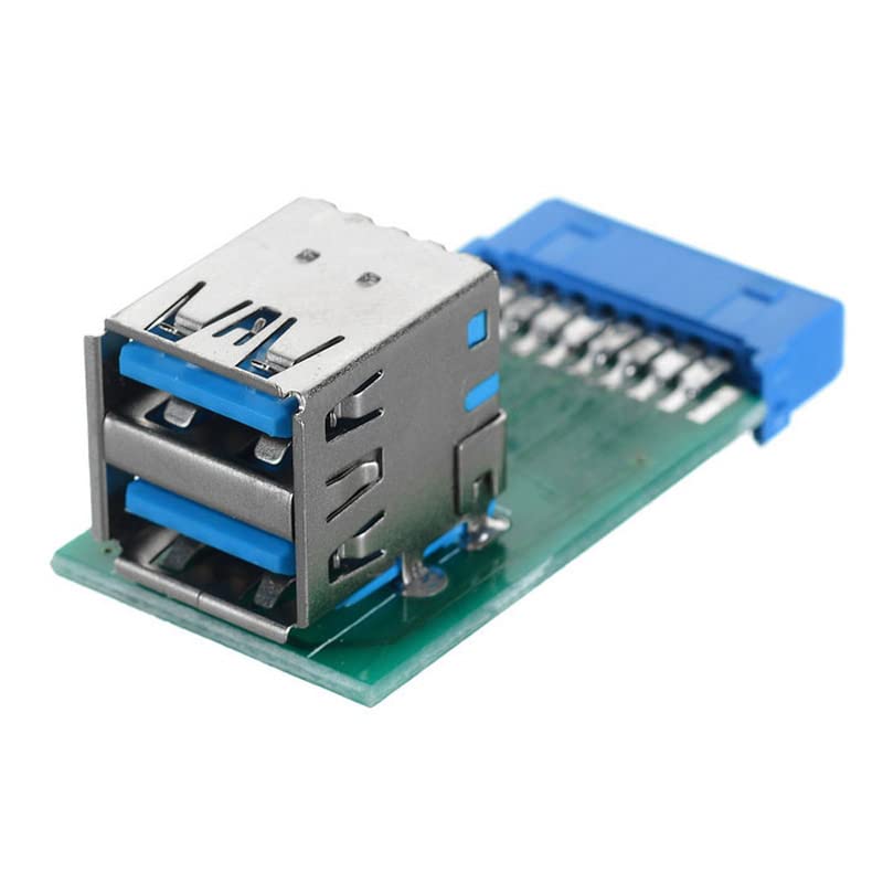 CY Vertical Dual Ports USB 3.0 A Type Female to Motherboard 20 Pin Box Header Slot Adapter PCBA for Mainbord