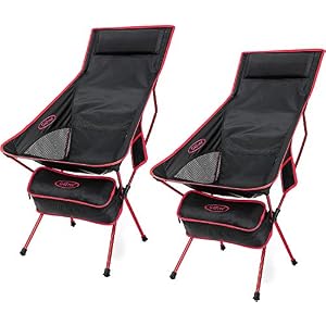 G4free Lot De 2 Chaise De Camping Pliable Portable Léger Avec Appui-tête Pour Pique-nique Plage Randonnée Pêche Jardin