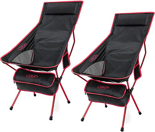 G4free Lot De 2 Chaise De Camping Pliable Portable Léger Avec Appui-tête Pour Pique-nique Plage Randonnée Pêche Jardin