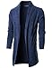Ohoo Mens Long Sleeve Draped Open Front Shawl Collar Longline Cardigan