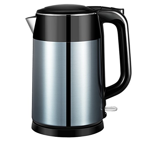 Click Here to See More Images Electric Kettle, ElleSye 1.7 Liter Stainless Steel Kettle Fast Boiling Teapot Double-Walled Cordless Hot Water Kettle with Auto Shutoff