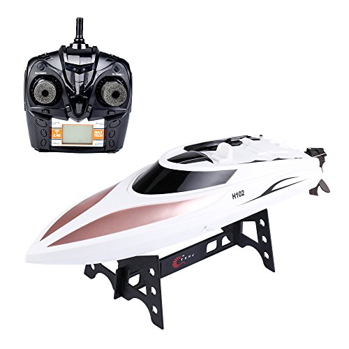 IAMGlobal RC Boat, H102 High Speed Remote Control Boat, 2.4GHz Fast Double Layer Waterproof Cover RC Boat, Radio Controlled Toy, RC Racing Boat with LCD Screen for Outdoor - Thumbnail 7