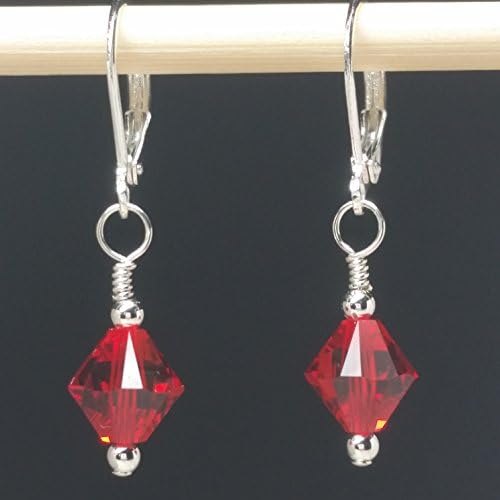 Sterling Silver Earrings Made with Swarovski® Crystals, Light Siam