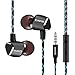 COSPOR Wired Headphones Stereo Earphones in-Ear Earbuds Control Crystal Sound with Mic (Gold)