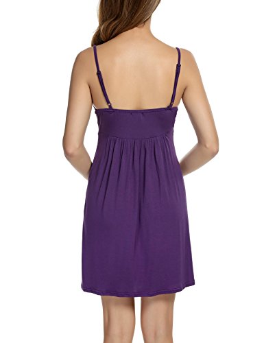 Hotouch Women's Nightshirts Sexy Chemise Slip Nightgown Purple M - Thumbnail 4