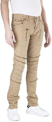 Men's 527-108 Pleated Zipper Moto Twill Pants - Khaki - 36