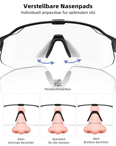 Meayll Cycling Glasses Men Women Photochromic Running Glasses UV400 with Adjustable Nose Pad 27 g Lightweight TR90 Sports Glasses Sunglasses Quick Glasses for Bicycle MTB Outdoor
