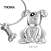 TROIKA PETE – KR10-21/MA – Keyring Dog Pete with Bone – cast Metal – matt – Silver – TROIKA-Original