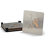Sportula NHL San Jose Sharks Boaster 4-piece Stainless Steel Drink Coasters, YouTheFan