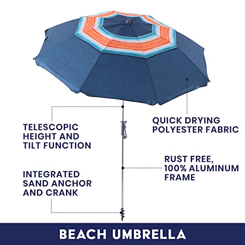 SunVilla Beach RustFree Beach Shade Umbrella WindResistant Umbrella
