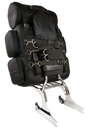 2 PIECE MOTORCYCLE MOTORBIKE NYLON SISSY BAR BAR BAG TRAVEL LUGGAGE BLACK NEW