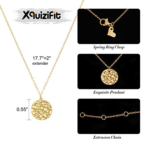 Women Moon Pendant Necklace Gold Dainty Full Moon Necklace Hammered New Moon Circle Choker Pendant, Jewelry Gifts for Girls Women