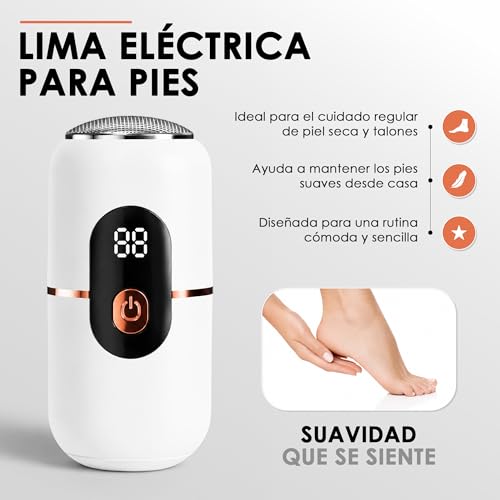 Electric Foot File for Feet, Cordless Rechargeable Callus Remover for Dead Skin and Rough Heels, 3 Speed Pedicure Tool with 2 Replaceable Grinding Heads