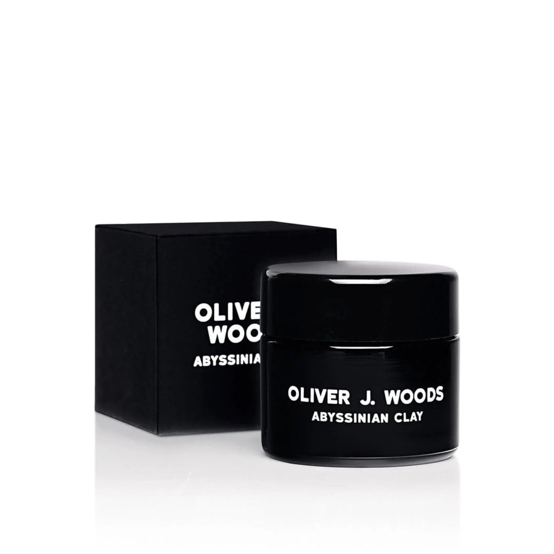 Mens Hair Clay Matte Finish Natural Hold — Abyssinian & Hazelnut Oil Styling Clay for Men, Cedar & Sandalwood Scent, Made in UK by Oliver J. Woods (50g)