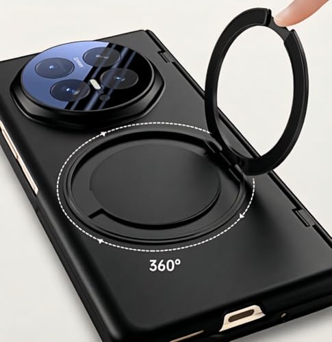 Kequsprk Case for Honor Magic V6 360° Rotating Magnetic Ring Kickstand,Blac | Phone Case for Honor Magic V6 Lightweight, Ultra-Thin with Built-in Screen Protector, Lens and Hinge Protection