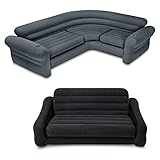Intex Inflatable Corner Couch Sectional + Queen Size Pull-Out Futon Sofa Bed