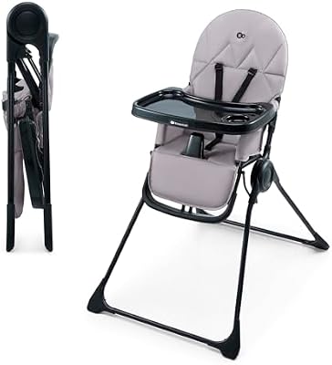 BINCI, Trona Bebé, Ligera y plegable, con Bandeja, reposapiés y Arnés de 5 puntos, Ideal para Espacios reducidos y Viajes, Gris