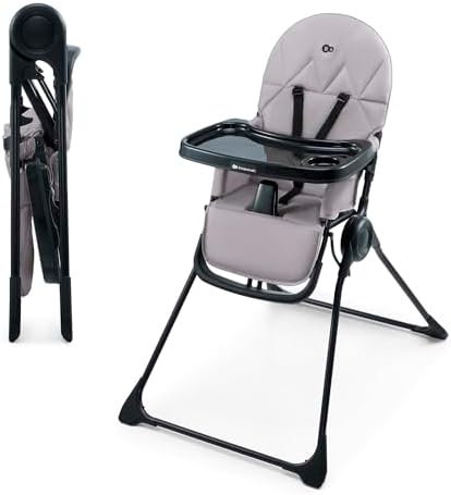 BINCI, Trona Bebé, Ligera y plegable, con Bandeja, reposapiés y Arnés de 5 puntos, Ideal para Espacios reducidos y Viajes, Gris