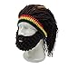 FALETO Funny Knit Beanie Beard Hat Rasta Hat with Dreadlocks Handmade Wig Fancy Halloween Caps,Brown