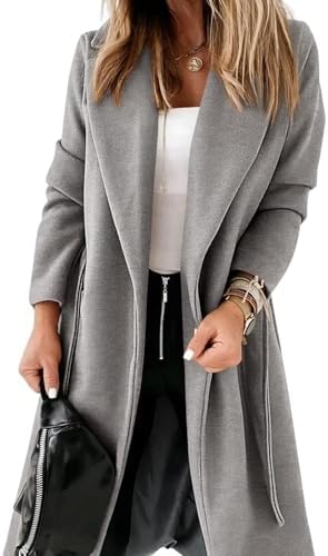 Amazon.com: Winter Long Trench Coat for Women Lapel Button Skating