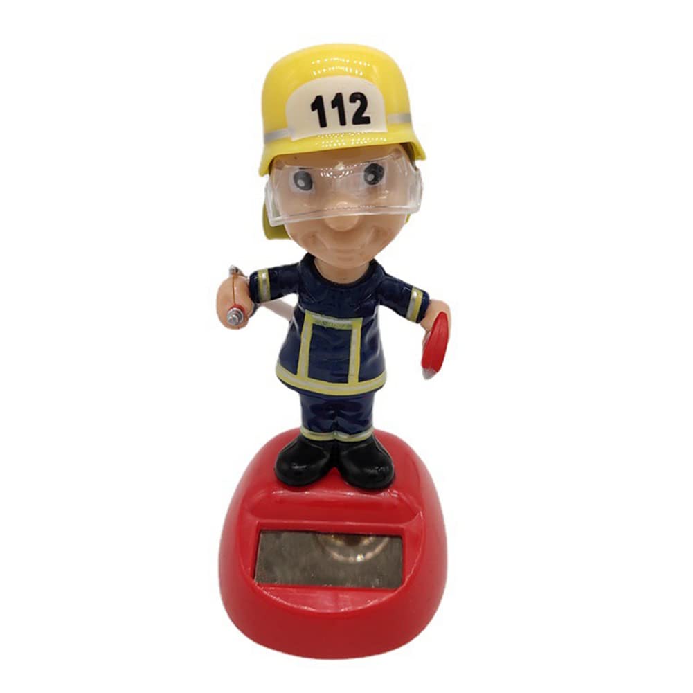 Solar Toy Ornament, Asudaro Solar Powered Dancing Toy Ornaments Dancing Solar Fireman Toy Head Shaking Firefighter Solar Powered Dancing Toy Universal Fit For Car Interior Accessories