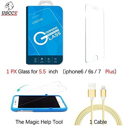 iPhone 7 6S 6 Plus Screen Protector, USCCE Tempered Glass Screen Protector 9H Hardness, Bubble Free, Crystal Clear, 2.5D edges, Easy Install Tool for Apple iPhone 7 Plus, 6S Plus, 6 Plus