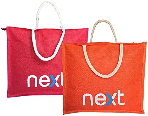 RangTeq Multipurpose Jute Bag with Zipper for Men and Women (Assorted Colour , 16.5 x 6 x 13.5 Inch) -Pack of 2