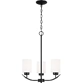 HomePlace by Capital Lighting 415231MB-338 Dixon Modern White Glass Cylinder Chandelier, 3-Light 300 Total Watts, 22" H x 17"