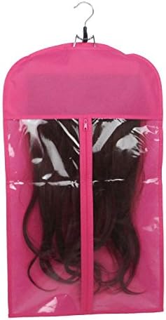 Jetdio Hair Extensions Carrier Storage Pink Non-woven Suit Case Bag Package with Wooden Hanger for Virgin Hair Weft &amp; Clip in Hair Extensions