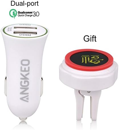 Angkeo Quick Charge 3.0 36W Dual USB Car Charger,Car Mount for iPhone X/8/7/6s/Plus,iPad Pro/Air 2/mini,Galaxy S7/S6/Edge/Plus,Note 5/4,HUAWEI Mate8/9,P10/Plus,Nexus,LG,HTC,Honor,Apple and More