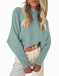 ZESICA Women's 2024 Fall Turtleneck Batwing Long