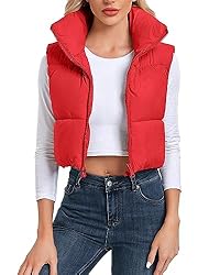 Cityork Women's Winter Crop Vest Puffer Lightweight