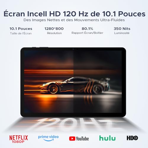 POPUX P10 Pro 10 Inch Tablet, Android 16 Tablet with 120Hz Display, 48GB+128GB/2TB, T7250 Octa-Core, 8800mAh, Widevine L1, Gemini AI, 13MP+5MP, Tablet with Keyboard, Stylus, Black