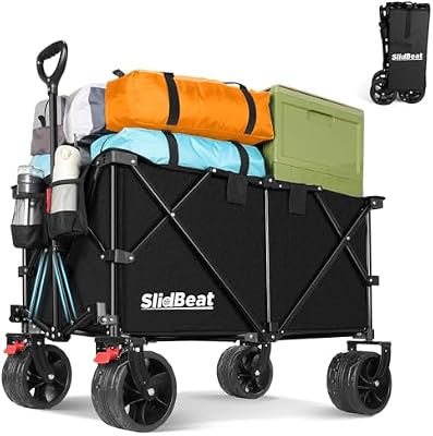 Carro Playa Grandes Ruedas Todo Terreno XXL 220L-300L y 200KG, Mango Auto Rebotante y Frenos de Seguridad, Ideal para Transportar Ventiladores, Hielo, Bebidas, Playa, Jardín y Camping