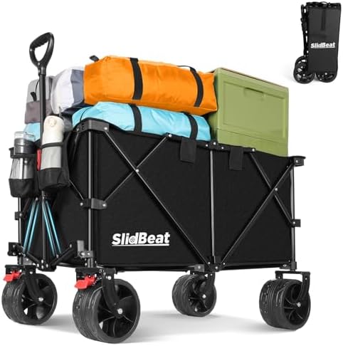 Carrinho de praia grande com rodas todo-o-terreno XXL 220L-300L e 200KG, alavanca automática e travões de segurança, ideais para transportar fãs, gelo, bebidas, praia, jardim e campismo