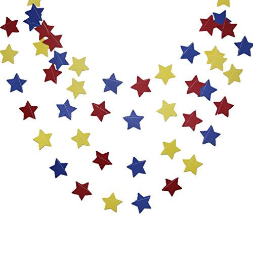 Mybbshower star garland 12 feet carnival party decor red blue and…