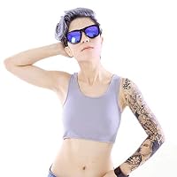 Vinaka Super Flat Les Lesbian Tomboy Short Vest Chest Binder Tops (Large, Grey)